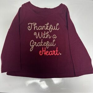 Cat & Jack Maroon Long-Sleeve 'Thankful With a Grateful Heart' Tee